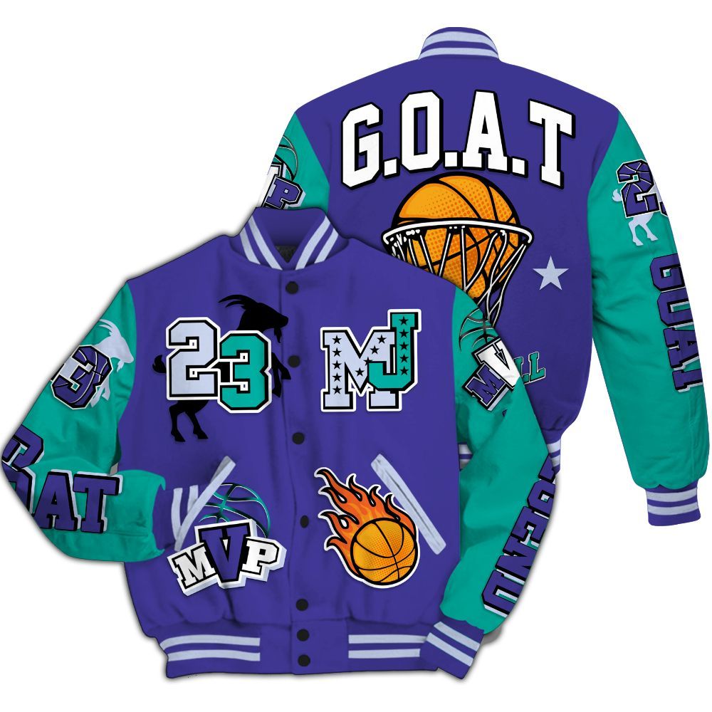 Varsity Jacket To Match Retro Grape 5s - 23 Goat MVP Basketball All Over Print