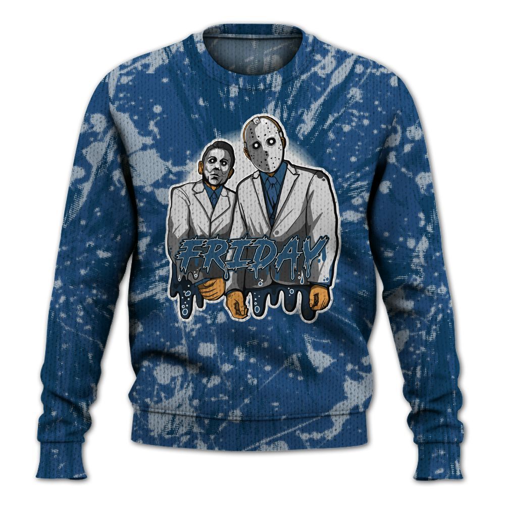 Knitted Sweater To Match High OG Midnight Navy 1s - Friday Halloween Graphic Luxury