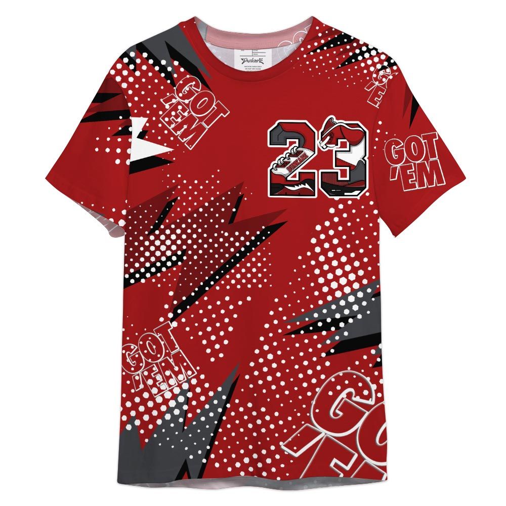 Shirt To Match Red Taxi 12s - Custom Name Number 23 5s Shirt Outfit 12 Red Taxi 1405 HDT