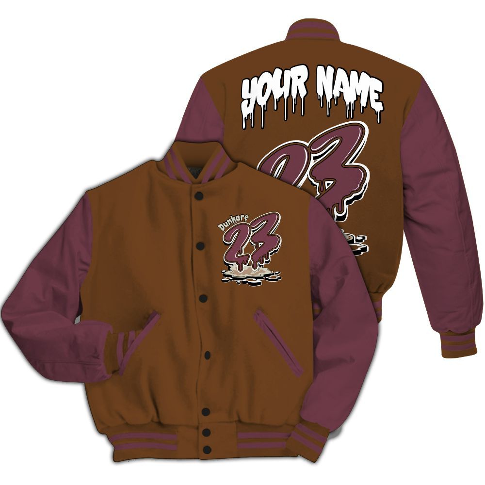 Varsity Jacket To Match Archaeo Brown 3s - Custom Name 23 Drip All Over Print