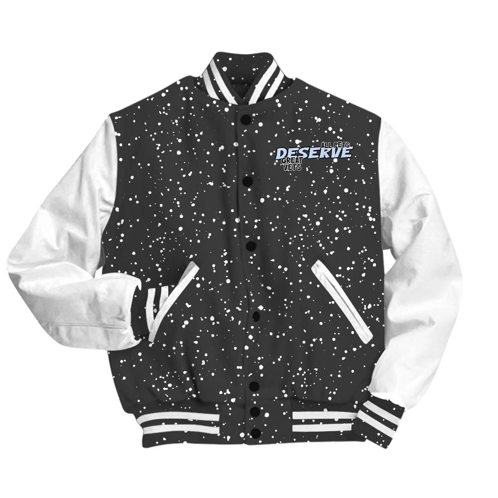 Varsity Jacket To Match Reverse Black White 6s Vasity Jacket - All Pets Deserve Great Vets Bear Vasity Jacket Unisex