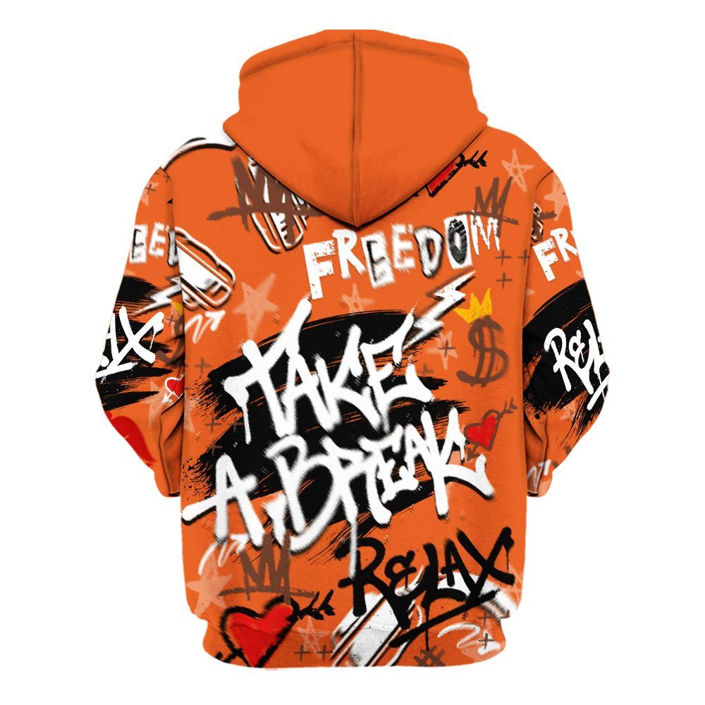 Hoodie To Match High OG Starfish 1s - Take Break Freedom Graffiti Streetwear All Over Print