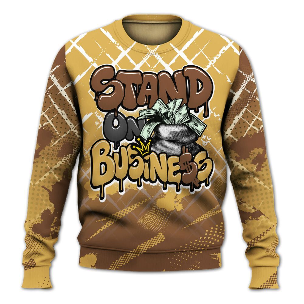 Sweatshirt To Match Retro Cacao Wow 4s - Halftone Stand Business Dripping All Over Print