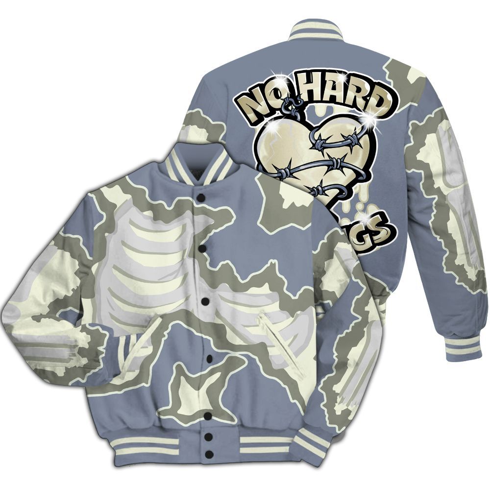 Varsity Jacket To Match Retro High OG Cool Grey 1s - Hard Feeling Graphic Heart Break All Over Print