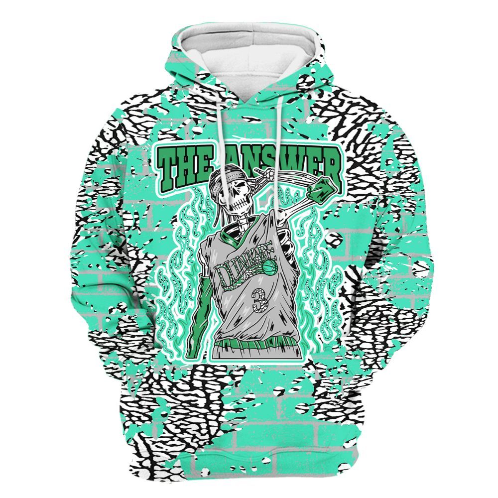 Hoodie To Match Black Green Glow 3s - Allen Answer Skeleton Brick All Over Print
