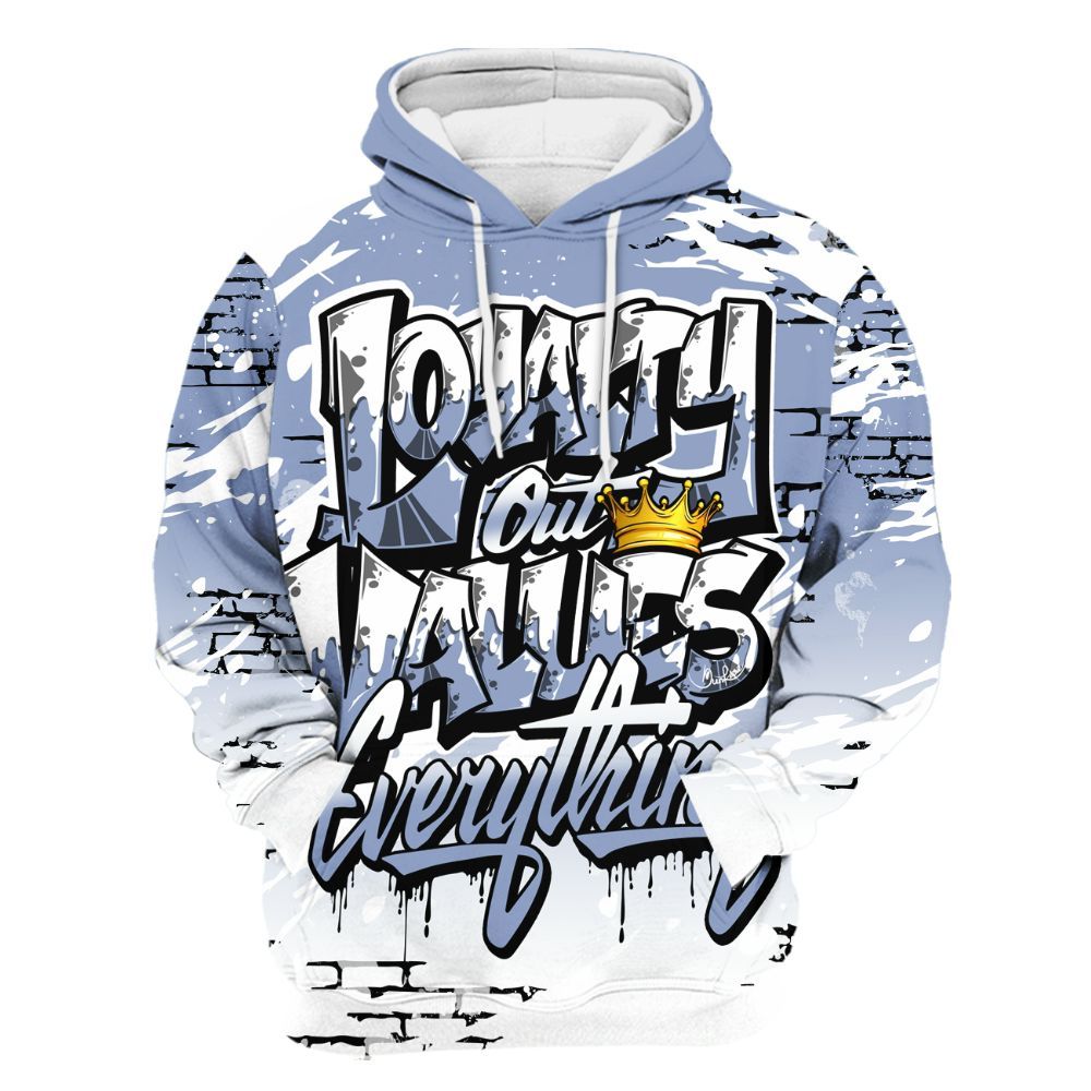 Hoodie To Match Retro Blue Grey 13s - Values Of Loyalty Drip All Over Print