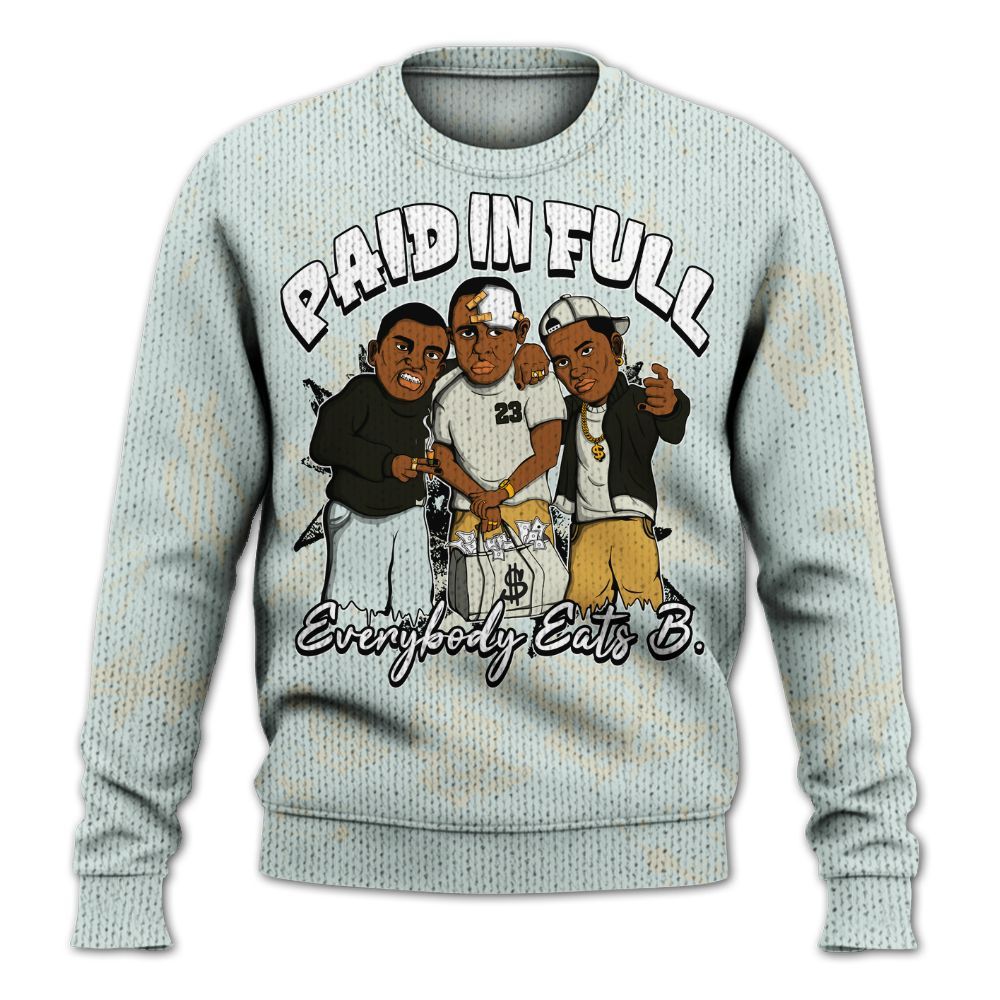 Knitted Sweater To Match Pure Platinum 4s - Everybody Paid In Full Crayon