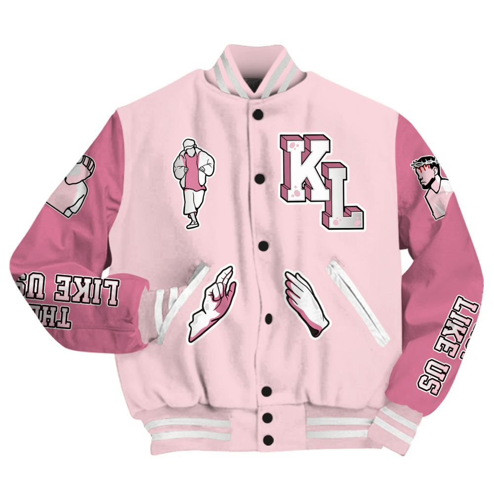 Varsity Jacket To Match GS Pearl Pink 12s - Dislike Us Graphic All Over Print