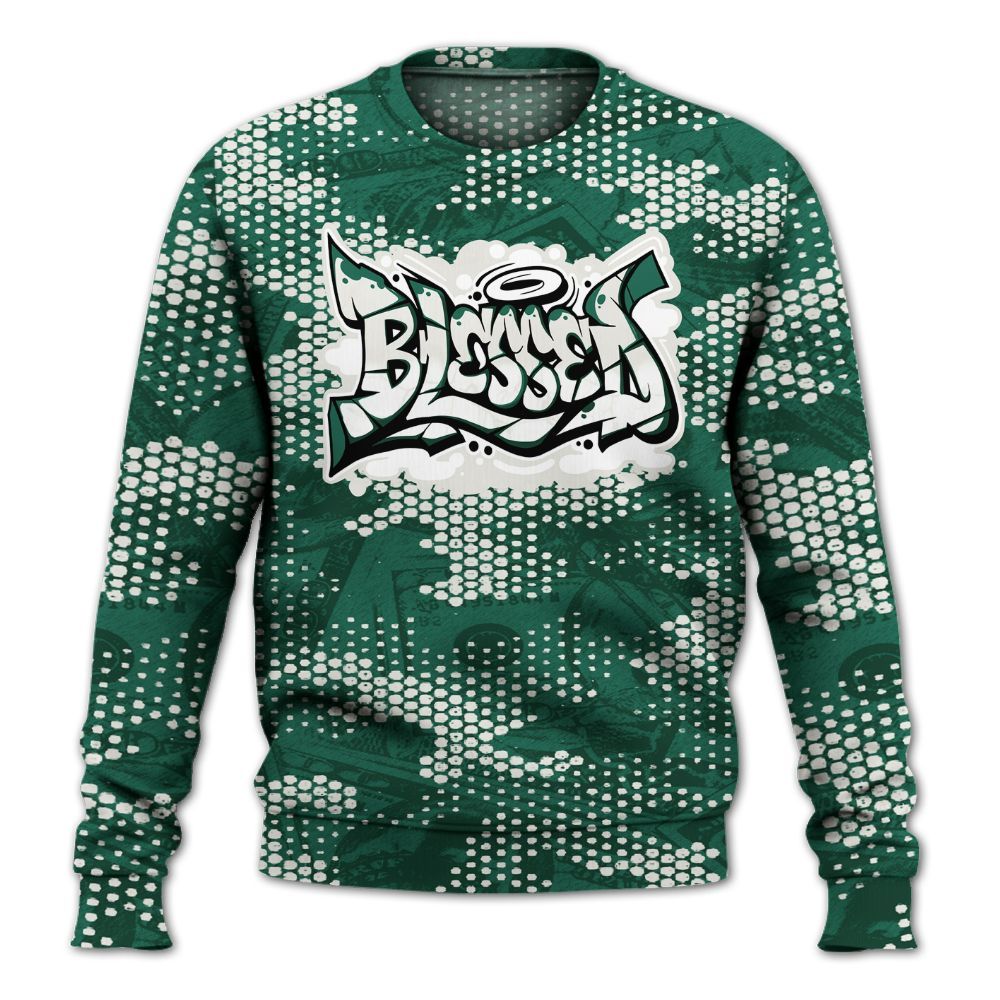 Sweatshirt To Match Oxidized Green 4s - Blessing Graphic Banknotes All Over Print