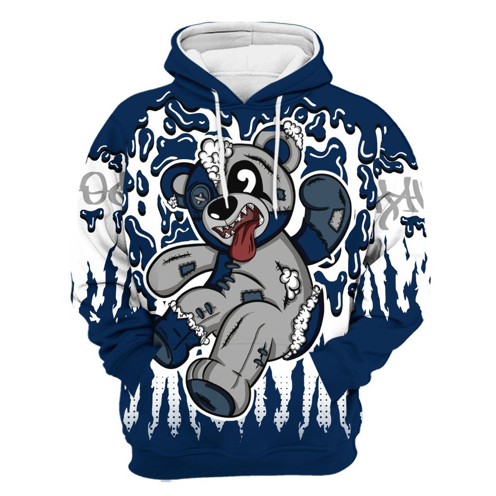 Hoodie To Match SB White Navy 4s - Havok Bear Dripping All Over Print