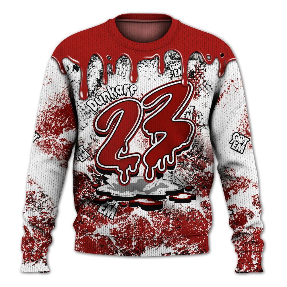 Knitted Sweater To Match High OG Varsity Red 1s - Dripping 23 Drip