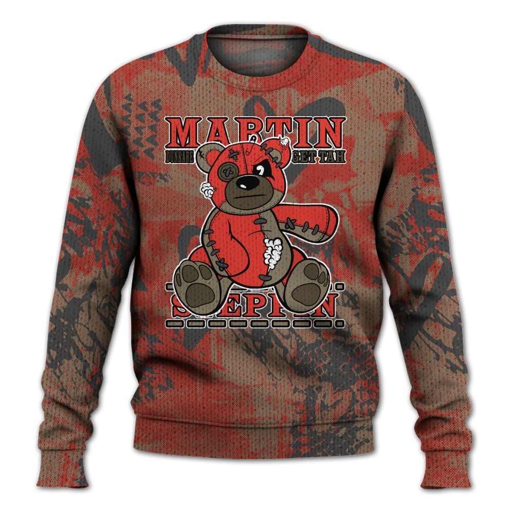 Knitted Sweater To Match Olive 9s - Tah Steppin Bear Heart Grunge