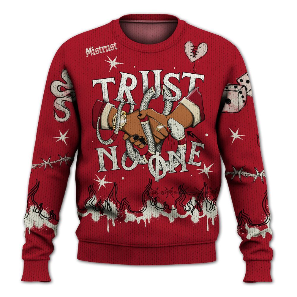 Knitted Sweater To Match 2025 High OG Cinnabar 1s - Trust No One Snake-Bite Doodle Crayon