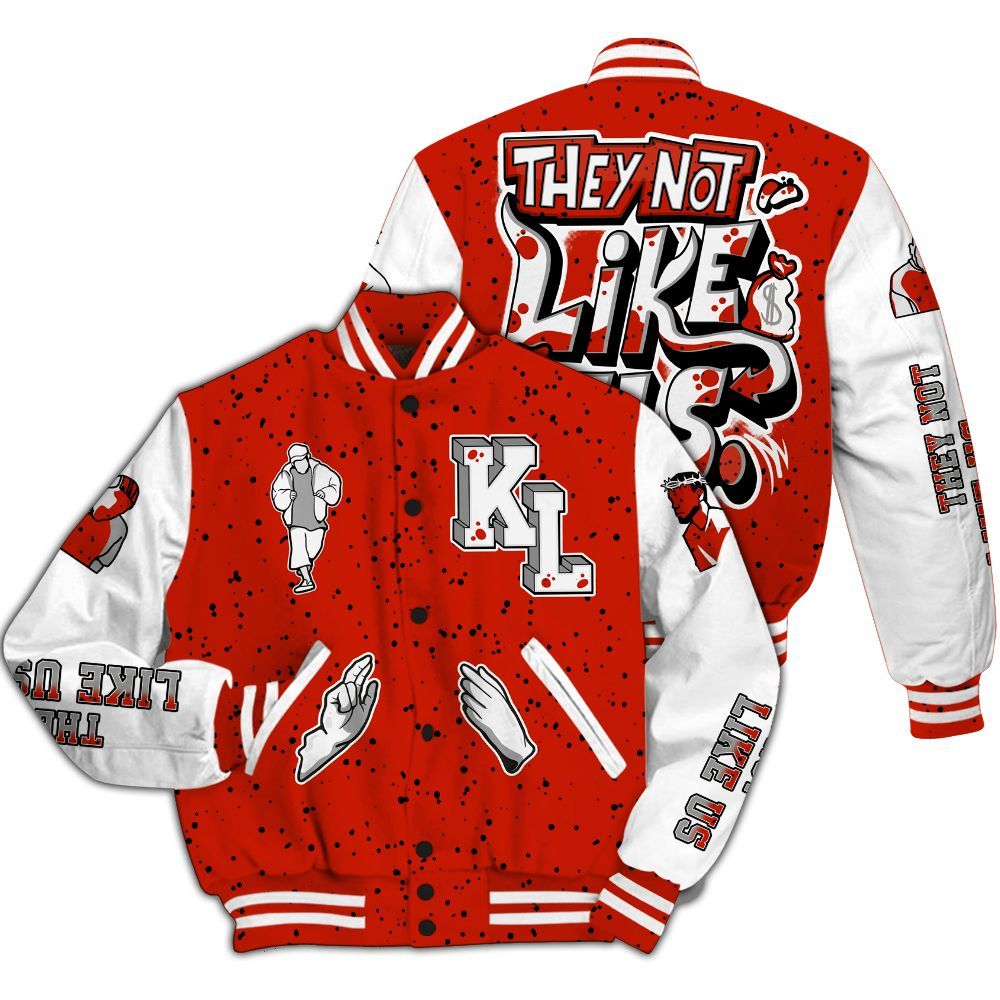 Varsity Jacket To Match Red Cement 4s - Dislike Us Graphic All Over Print