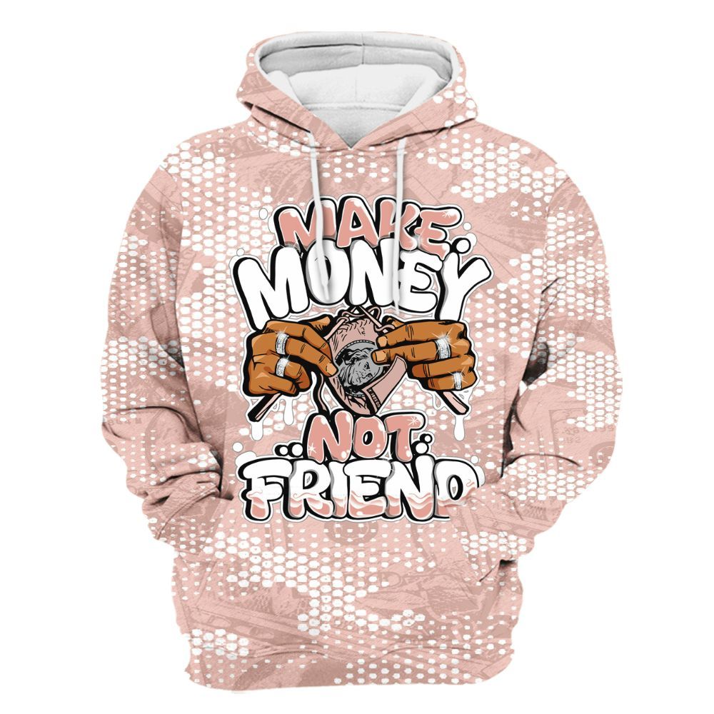 Hoodie To Match Low Legend Pink 11s - Make Moneys Not Friend Graphic Banknotes All Over Print