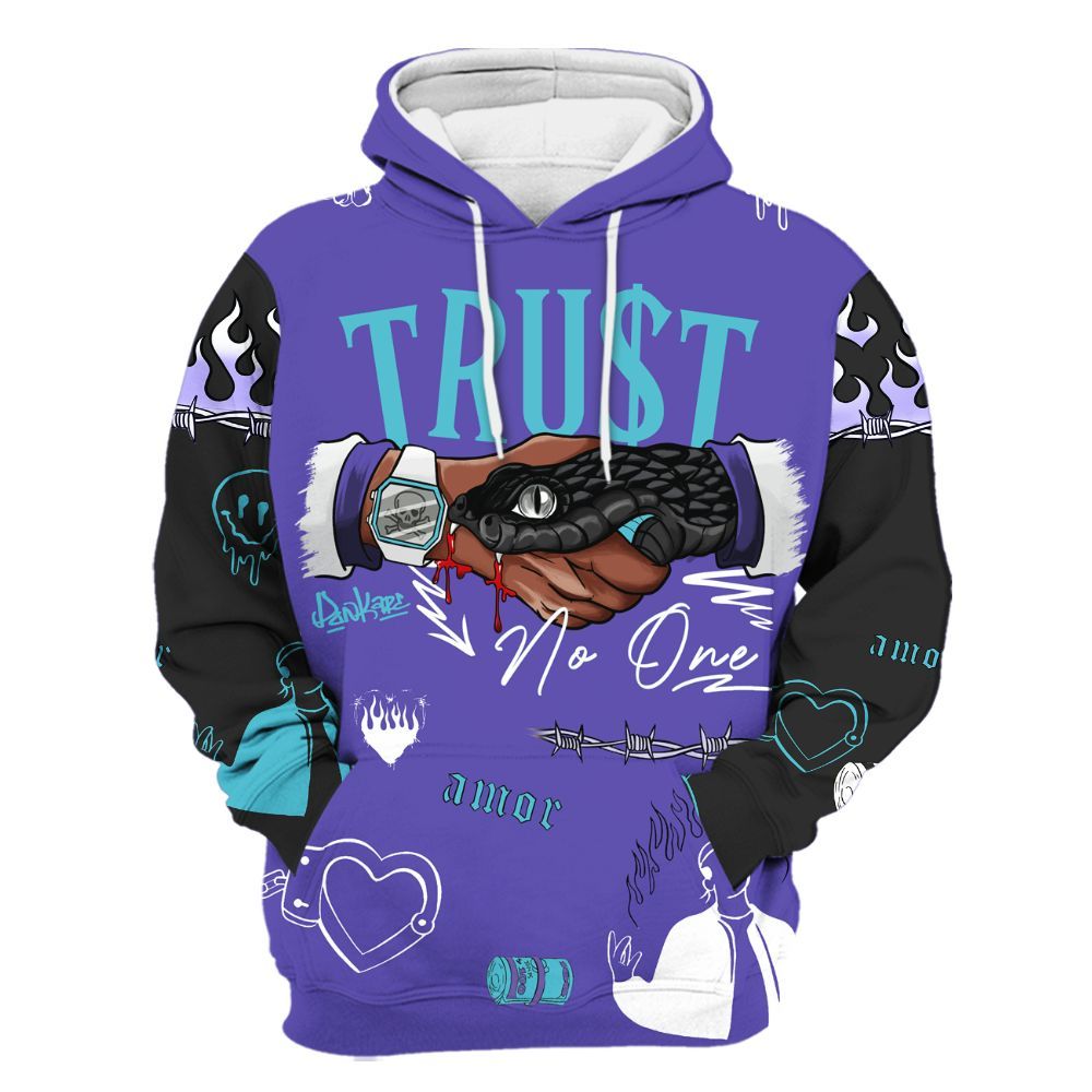 Hoodie To Match SB Dunk Low Purple Lagoon - Snake Trust No One All Over Print