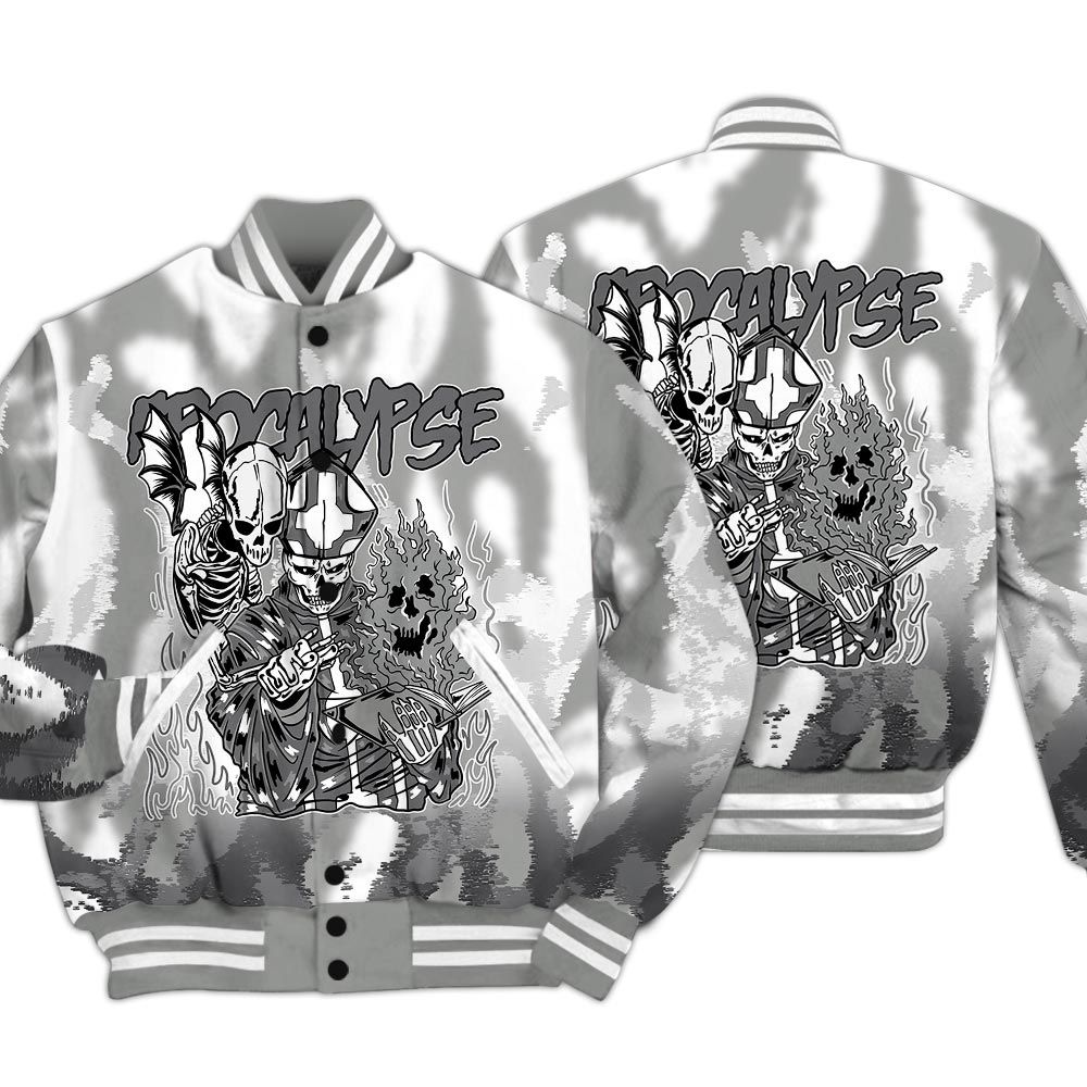 Varsity Jacket To Match Paris Cement Grey 4s - Apocalypse Skeleton Burn Varsity Jacket Unisex
