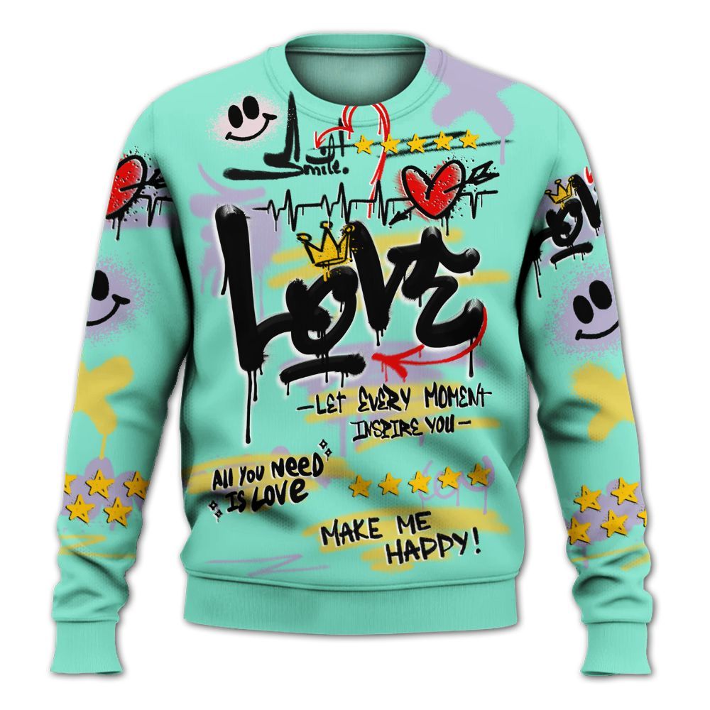 Sweatshirt To Match Dunk Low Easter 2026 - Happy Love Beats Graffiti Streetwear All Over Print