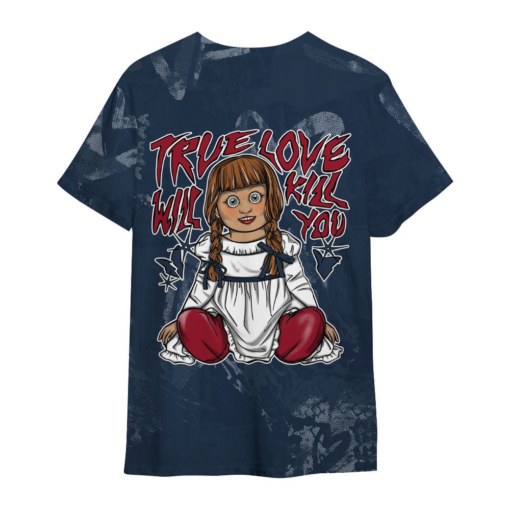 Shirt To Match White Midnight Navy 6s - Genuine Loves Bear Heart Grunge All Over Print