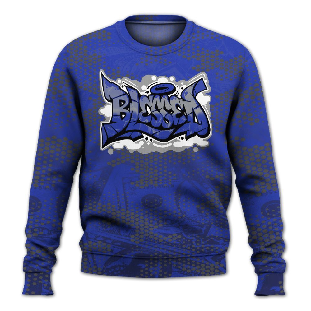 Sweatshirt To Match Air Max Plus Black Racer Blue - Blessing Graphic Banknotes All Over Print