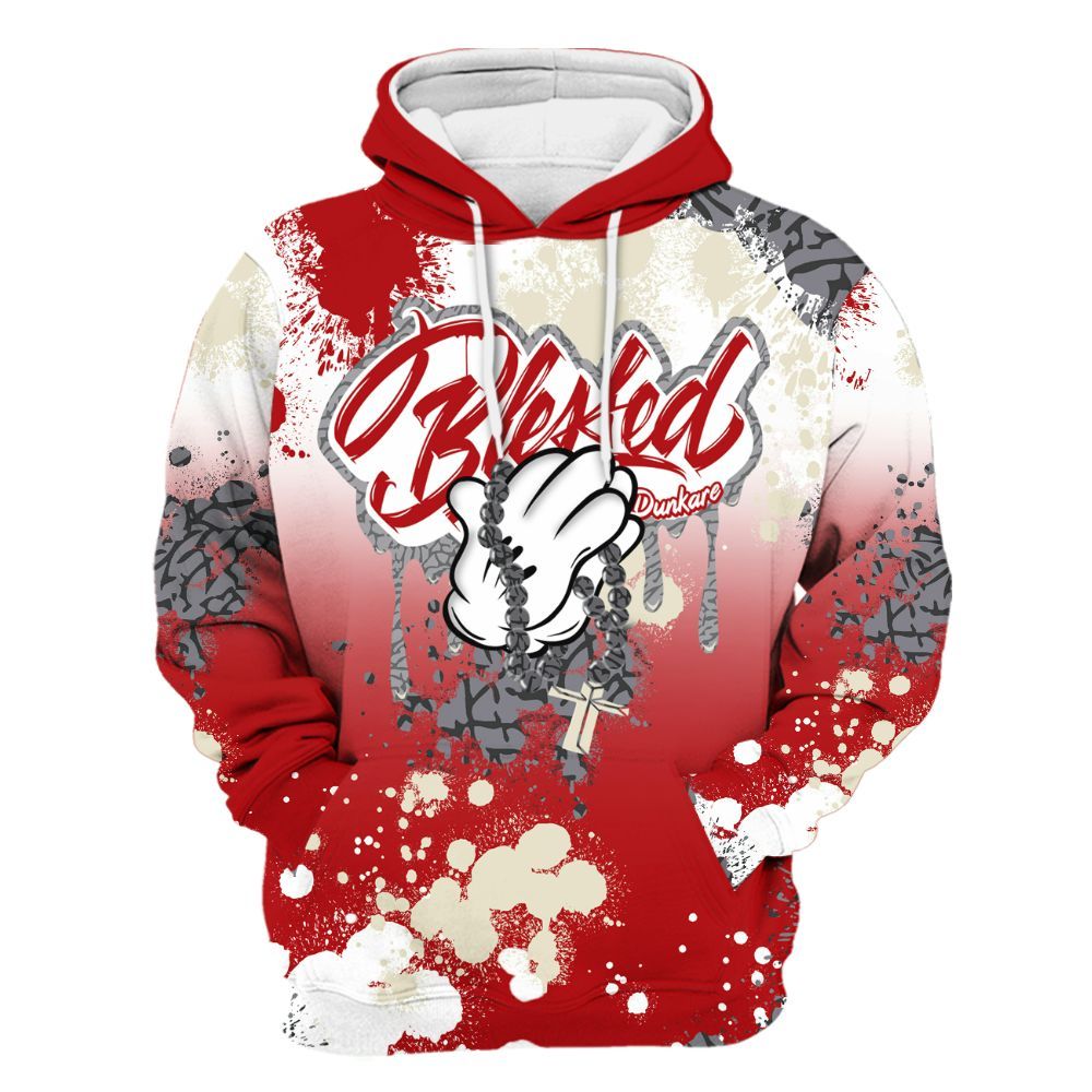 Hoodie To Match Cement Grey 3s - God Blessed Dripping All Over Print