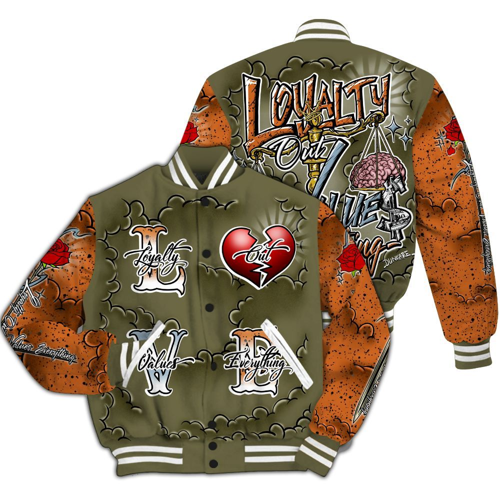 Varsity Jacket To Match Olive 5s - Loyalty Wins Everything All Over Print