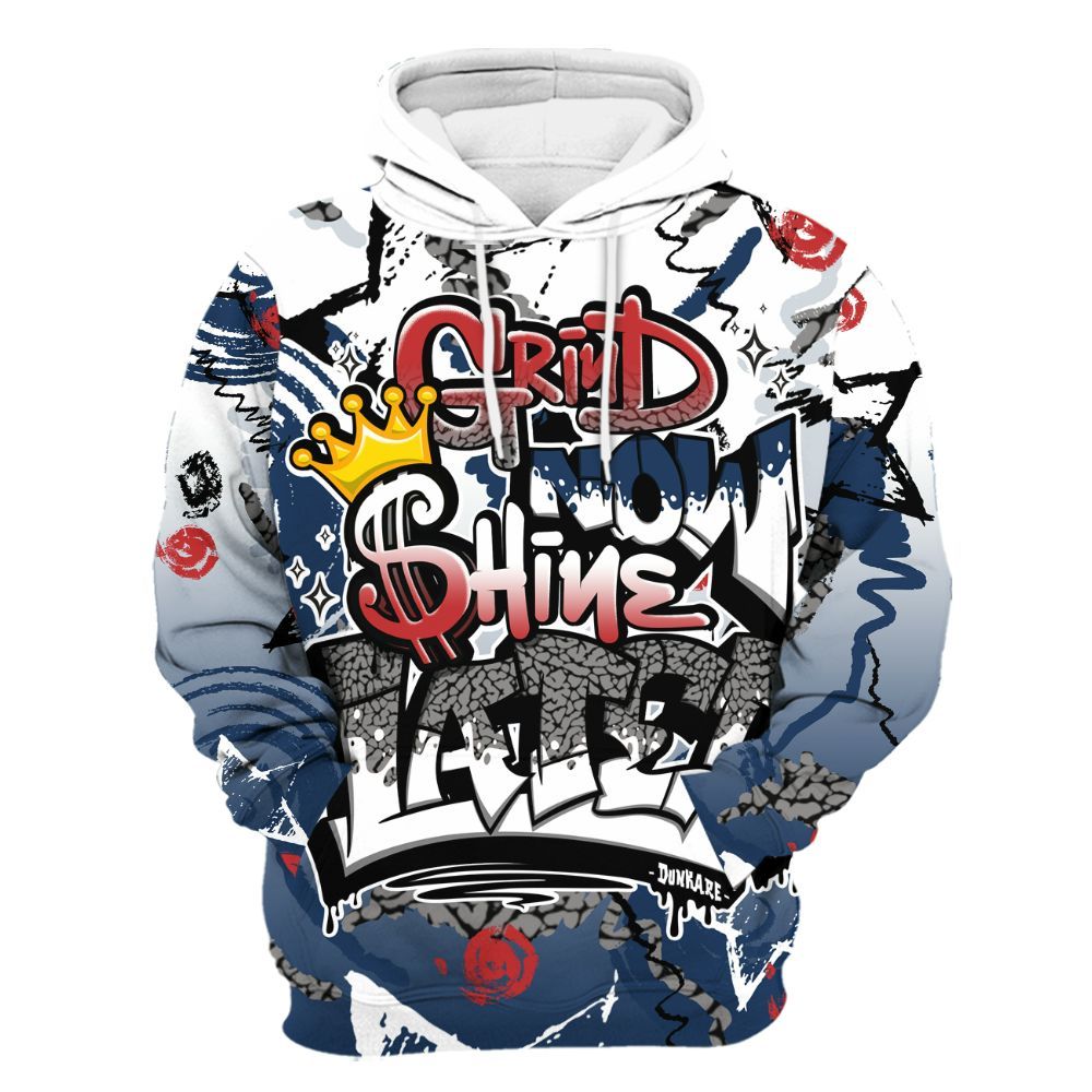 Hoodie To Match SP Sport Royal 3s - Grind Shine Later Drip All Over Print