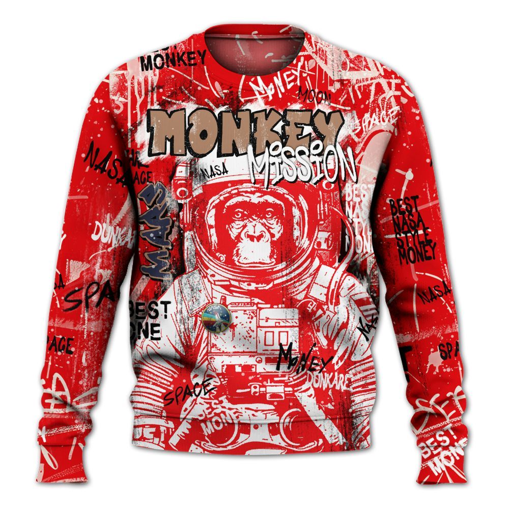 Sweatshirt To Match Low OG Howard University 1s - Monkey Misson Space All Over Print