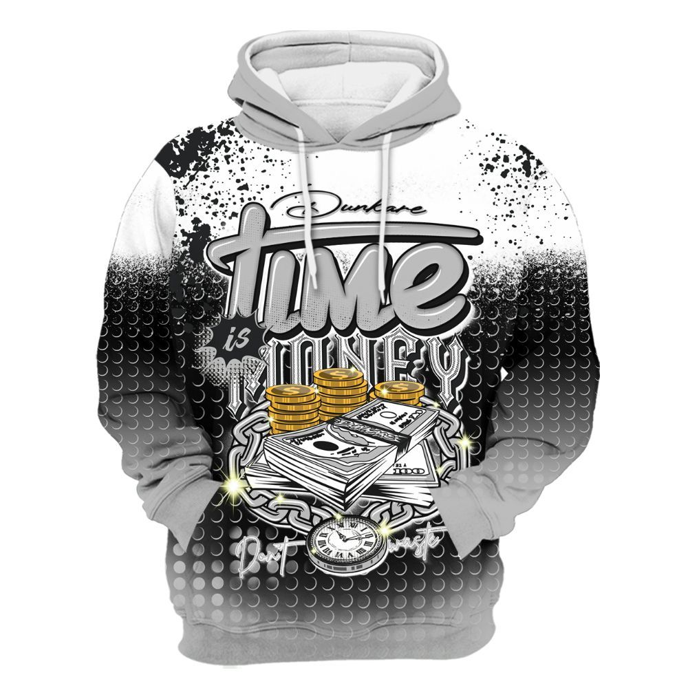 Hoodie To Match Low 85 Metallic Black 1s - Halftone Time Is Money All Over Print