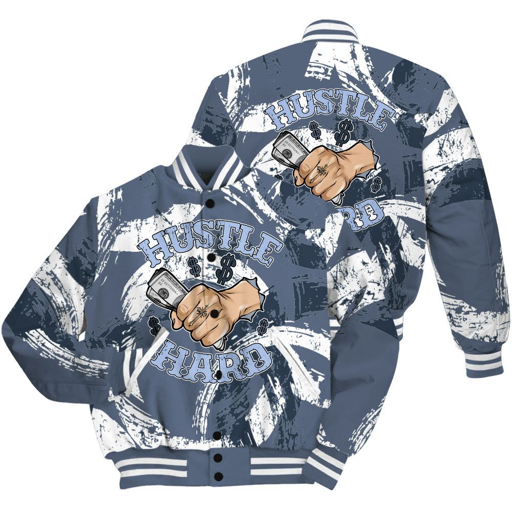 Varsity Jacket To Match Low Diffused Blue 11s Shirt - Hustles Hard! Splash All Over Print