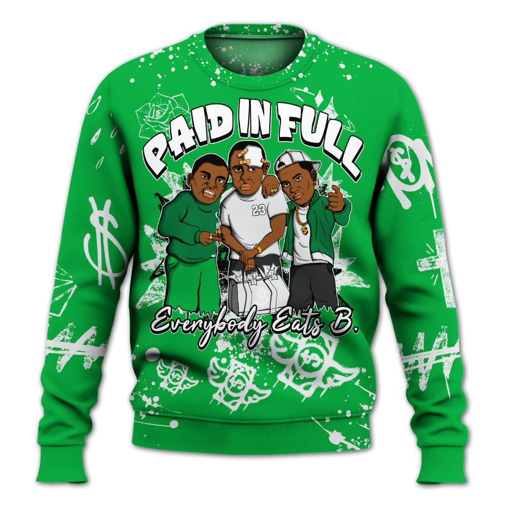 Sweatshirt To Match Lucky Green 5s - Everybody Paid In Full Crayon All Over Print