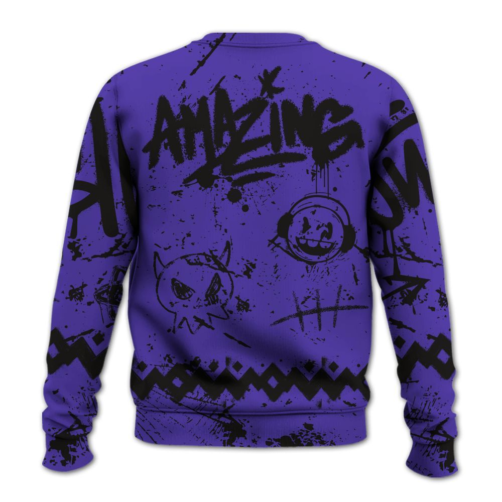 Sweatshirt To Match Field Purple 12s - Friday Sneaker Crayon All Over Print