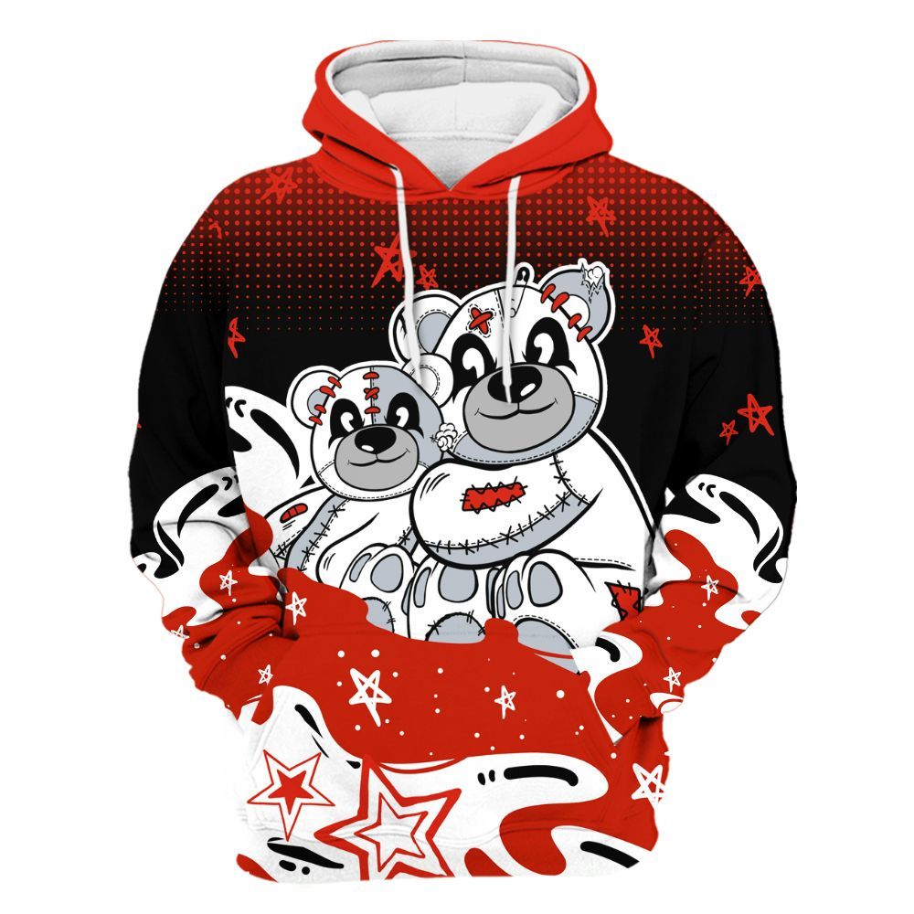 Hoodie To Match Retro Cherry 11s - Sincere Fondness Bear Stars All Over Print