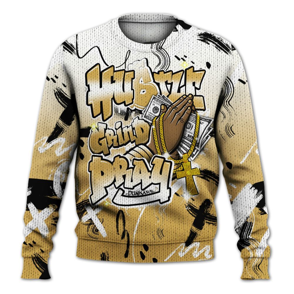 Knitted Sweater To Match Retro Light Ginger 14s - Money Hustle Grind Pray