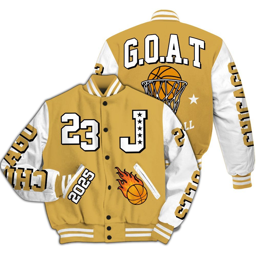 Varsity Jacket To Match Retro Light Ginger 14s - Chicago 23 Basketball All Over Print