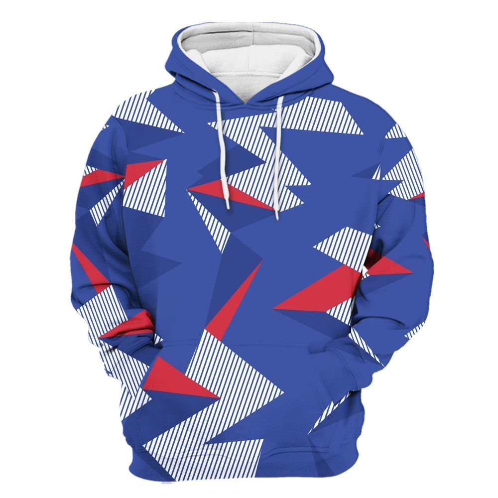 Hoodie To Match Air Griffey Max USA Red White Blue 1s - Geometric Camouflage Pattern All Over Print