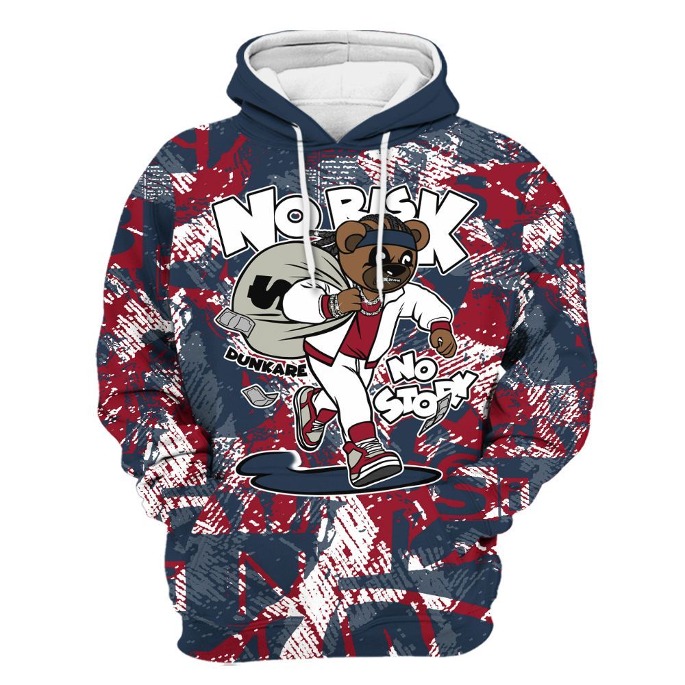 Hoodie To Match Navy Blue 2024 6s - Certain Bear Abstract Graffiti All Over Print