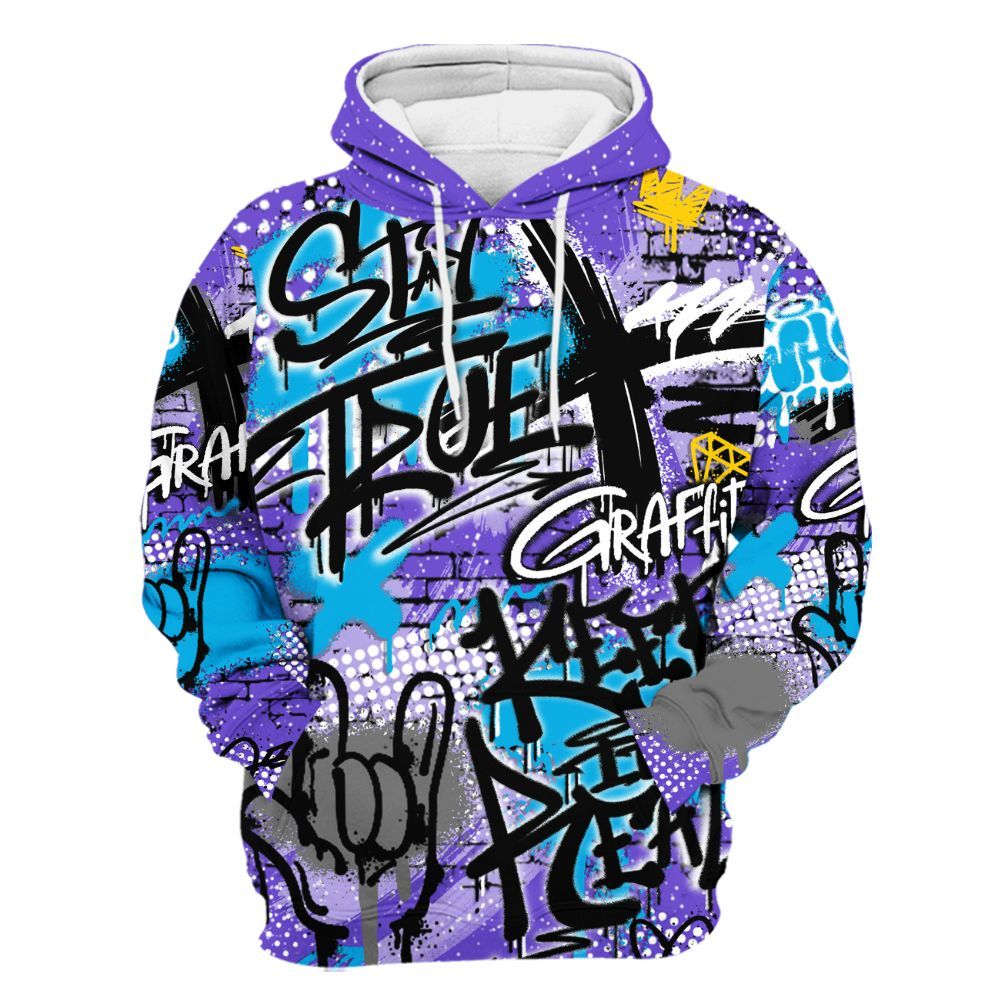 Hoodie To Match Retro Aqua 8s - True It Real Graffiti Streetwear All Over Print
