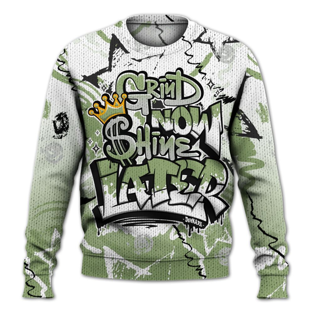 Knitted Sweater To Match Oil Green 4s - Grind Shine Later Drip