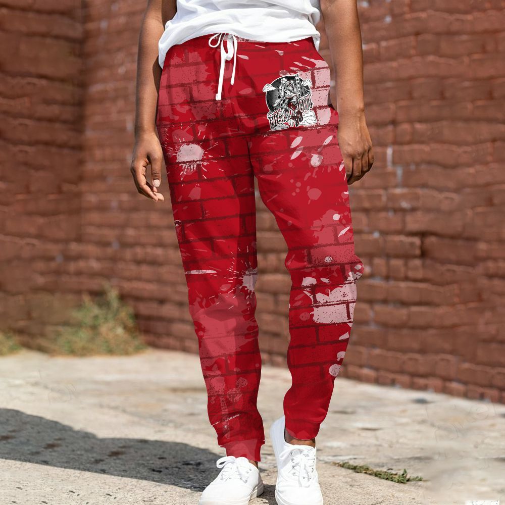 Sweatpant To Match Bred Velvet 11s - Seeya Skeleton Brick All Over Print