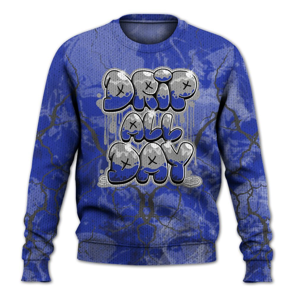 Knitted Sweater To Match Air Max Plus Black Racer Blue - DRIPPIN Days Graphic Halloween