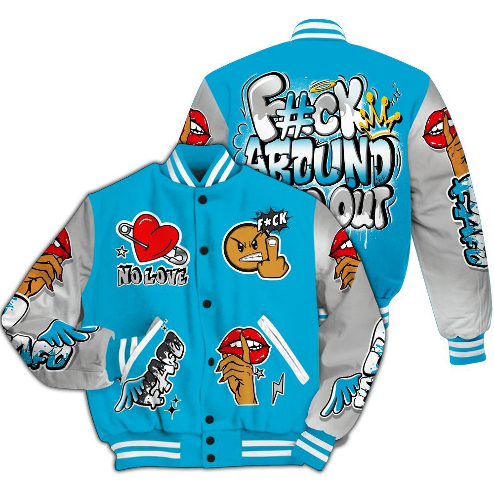 Varsity Jacket To Match Ja 3 Jurassic Park Metallic Silver - FK Around Find Out All Over Print