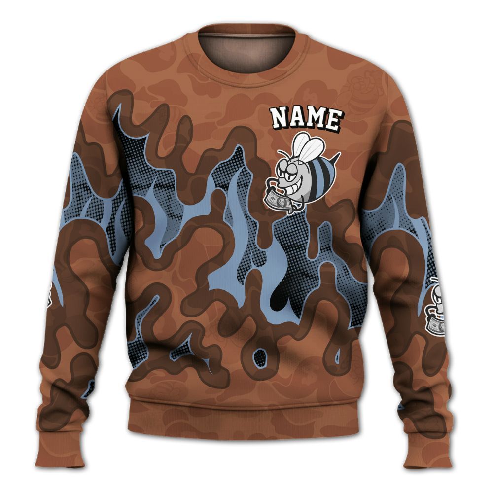 Sweatshirt To Match Air Foamposite Metallic Copper - No Day Off Graphic Custom Name All Over Print