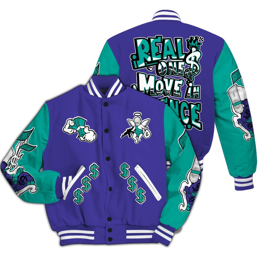 Varsity Jacket To Match Retro Grape 5s - Ones Move In Silence All Over Print