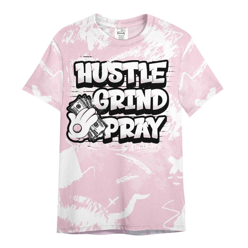 Shirt To Match Orchid 4s - Hustle Grind Pray Retro All Over Print