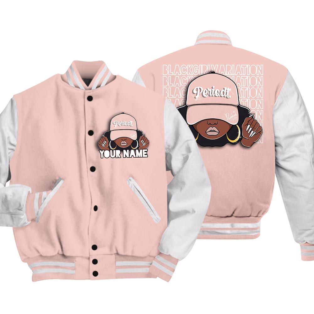 Varsity Jacket To Match Varsity Jacket Custom Name Black Girl, Low Legend Pink 11s - To Match Sneaker Legend Pink 11s 2504 NCT
