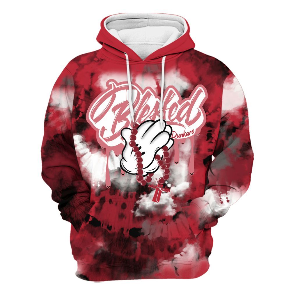 Hoodie To Match Red Flint 13s - God Blessed Tie Dye All Over Print