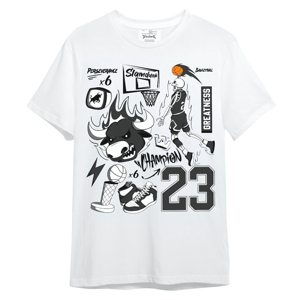 Shirt To Match White Thunder 4s - 23 Doodle Basketball Legend Skeleton Unisex Shirt