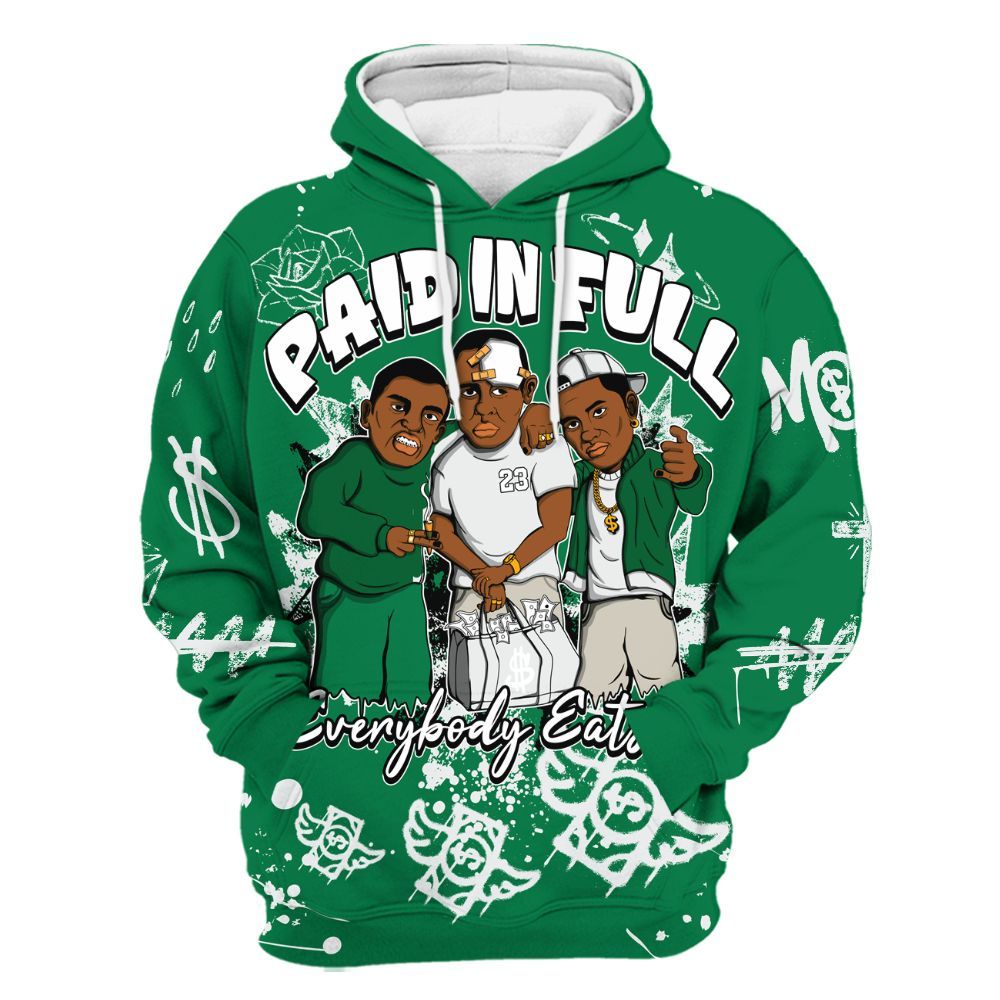 Hoodie To Match Lucky Green 2s - Everybody Paid In Full Crayon All Over Print