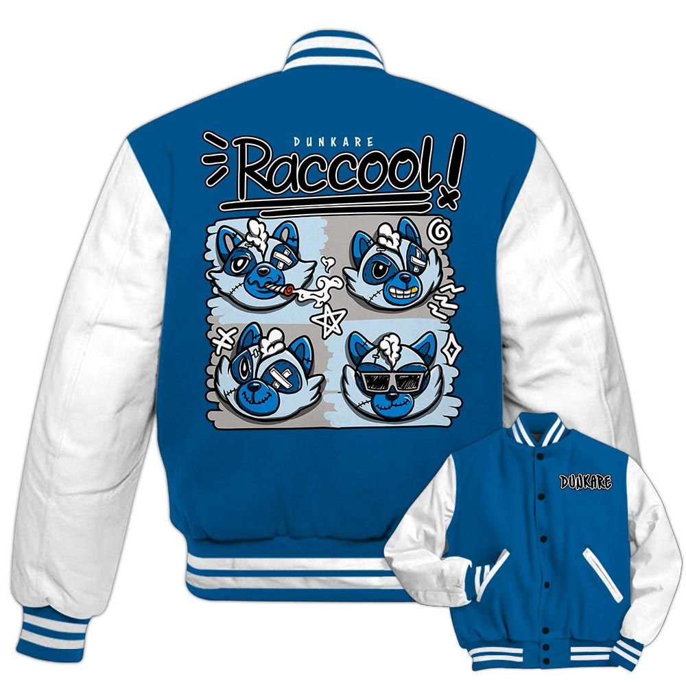 Varsity Jacket To Match Industrial Blue 4s - Raccool Raccoon Varsity Jacket Unisex
